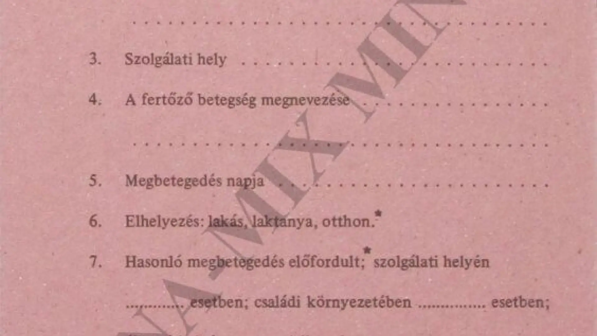 Fertőző betegség bejelentő/lap